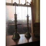 Two Chinese Brass Lamp Bases