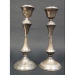 A Pair of Modern Loaded Silver Candlesticks, Birmingham 1976, B&Co., 20.5cm high