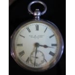 A Victorian Silver Cased Open Dial Pocket Watch by Kays & Cas Worcester no. 18195, running, hinge