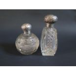 Two Silver Topped Cut Glass Scent Bottles A/F