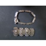 A Silver Orient Express Bracelet and plagted bracelet