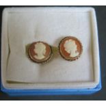 A Pair of 9ct Gold Cameo Earrings, 1.9g