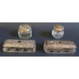A Pair of Edward VII Silver Mounted Cut Glass Dressing Table Boxes, Birmingham 1902 (9.5x4cm) and