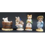 Four Beatrix Potter Figures: Ginger, Tom Kitten & Butterfly, Yuck-yock in the Tub and Appley Dapply