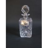 A Royal Doulton Cut Crystal Decanter with a modern London silver SHERRY label