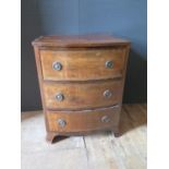 A Mahogany Bow Fronted Chest of Three Drawers