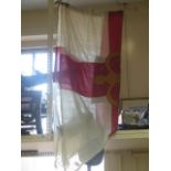 A Shipping Flag with red cross on white ground and golden flag, 140x110cm