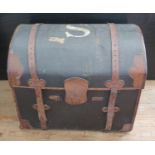 A Victorian Dome Top Canvas and Leather Mounted Trunk by Webb & Son of Plymouth