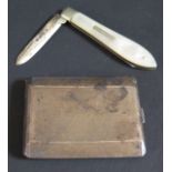 A George VI Silver Match Sleeve (London 1937) and Sheffield silver and MOP fruit knife