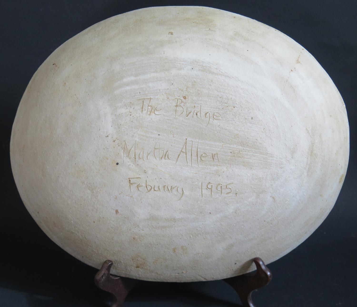A Martha Allen Stoneware Dish signed and dated February 1995 and entitled 'The Bridge', 39x32cm - Image 2 of 2