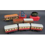 A Selection Hornby Passenger Cars, Tender, Buffer Stop and one unmarked.