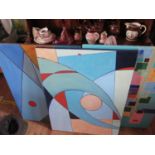 Three Large Abstract Paintings on canvas