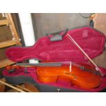 A Gear4Music Cello and Bow in hard case