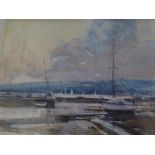 Ray Balkwill _ Evening on the Exe at Exmouth, watercolour, 17.5x12.5cm, framed & glazed