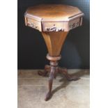 A Victorian Rosewood Conical Sewing Work Table