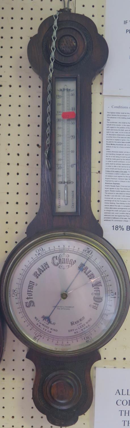 An Oak Cased Banjo Barometer