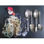 A Selection of Costume Jewellery including a replica Princess Diana costume ring and four serving