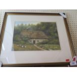 John Pritchard, Cottage Scene, gouache, 34.5x24.5cm, framed & glazed