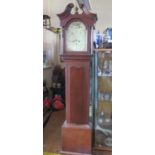 A 19th Century Oak Cased Provincial Longcase Clock with 8 day striking movement and painted dial