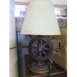 A Ships Wheel Lamp with enamel badge for R.M.M.V. Stirling Castle