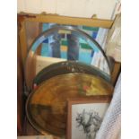 Three Mirrors, brass tray and picture