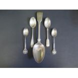 A George IV Silver Serving Spoon (London I.H) and other odd silver flatware, 140g