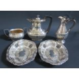 A Pair of Electroplated Silver Pierced Oval Dishes and other plated hollow ware