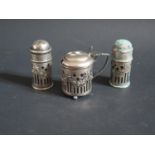 A Birmingham Silver Three Part Cruet Set with swag decoration, 1906-1911, William Aitken