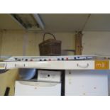 A DRY-Soon Deluxe Clothes dryer, ironing board, kitchen bin, old vacuum cleaner and other oddments