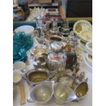 A Selection of Electroplated Silver Tea Ware, sugar shakers and Picquot ware pewter coffee set