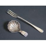 A Victorian Silver Scallop Shaped Caddy Spoon, Newcastle 1857, Reid & Sons and Birmingham pickle