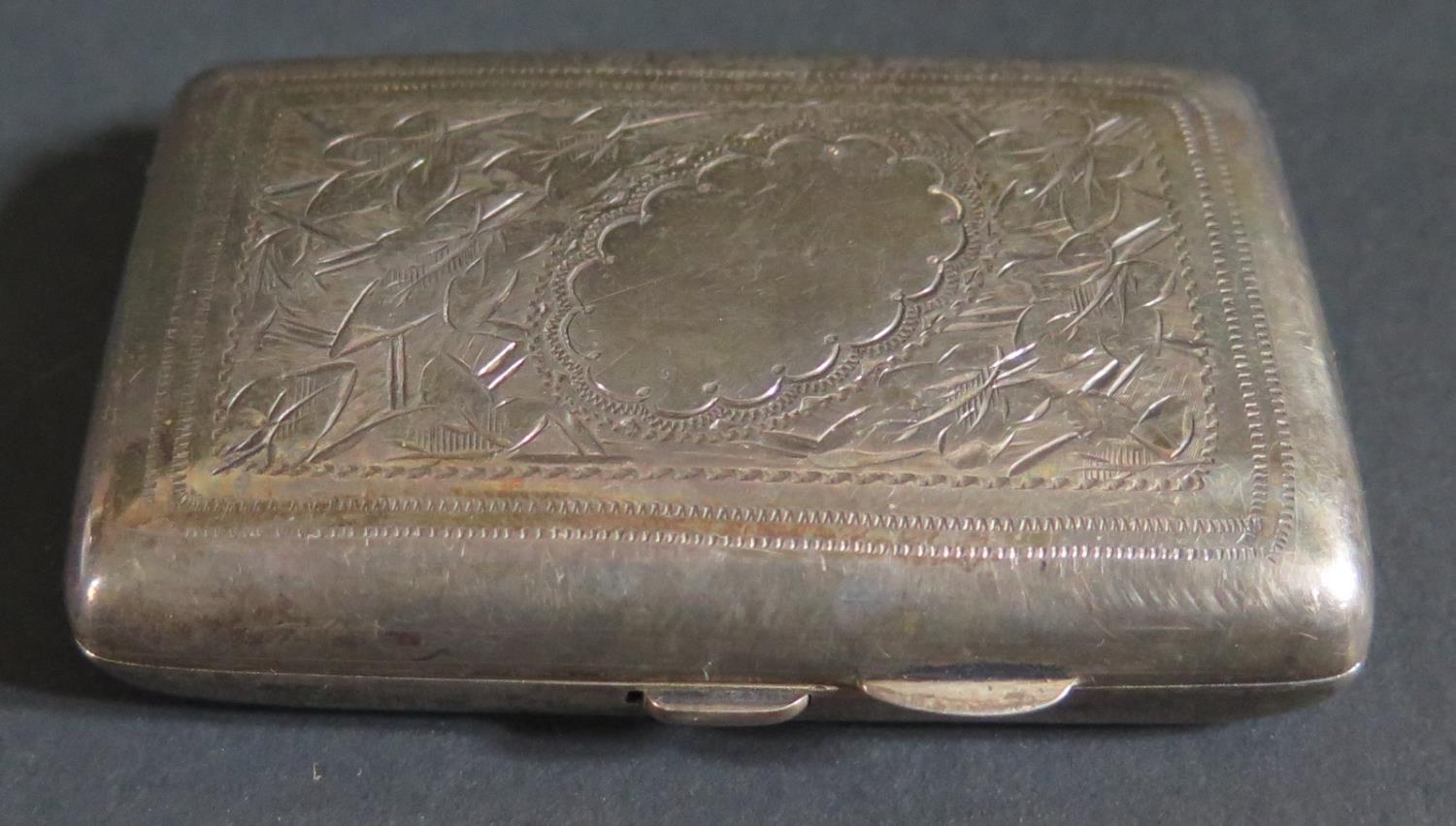 A George V Silver Cigarette Case With Chased Foliate Decoration, Birmingham 1917, Marker H.C.D 55g