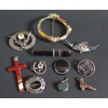 A Selection of Victorian and later Agate mounted Silver and other Costume Jewellery including A