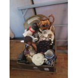 Wedgwood Jasper Ware Jug, commemorative mugs, Victorian copper lustre teapot, black dolls etc.