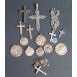 A Selection of Silver Cross Pendants and St. Christopher's, 71.8g