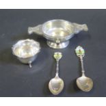 Two George V Silver Spoons with enamel golfing finials, Birmingham 1935, William Suckling Ltd.,