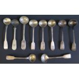 Ten Georgian and later Sterling Silver Condiment Spoons, 119g
