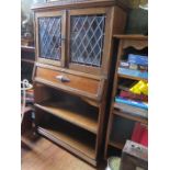 An Oak Bureau Bookcase with leaded and glazed top