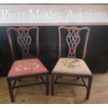 A Pair of Georgian Mahogany Side Chairs with pierced vase splats