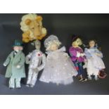 A Set of Six Mary Tretter Dolls/Figures including The White Witch, Tin Man, Scarecrow, Dorothy,