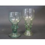 Two Early Dutch Wine Glasses, tallest 13cm