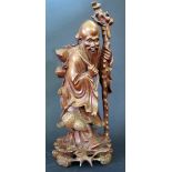 A Chinese Carved Wooden Immortal, 30cm high