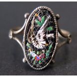 A Micro mosaic Ring decorated with a bird, size N.5