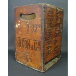 A Saxon & Co. Wooden Bottle Crate by Albion Box Co., 33.5cm