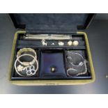 A Box of Costume Jewellery and two ladies wristwatches