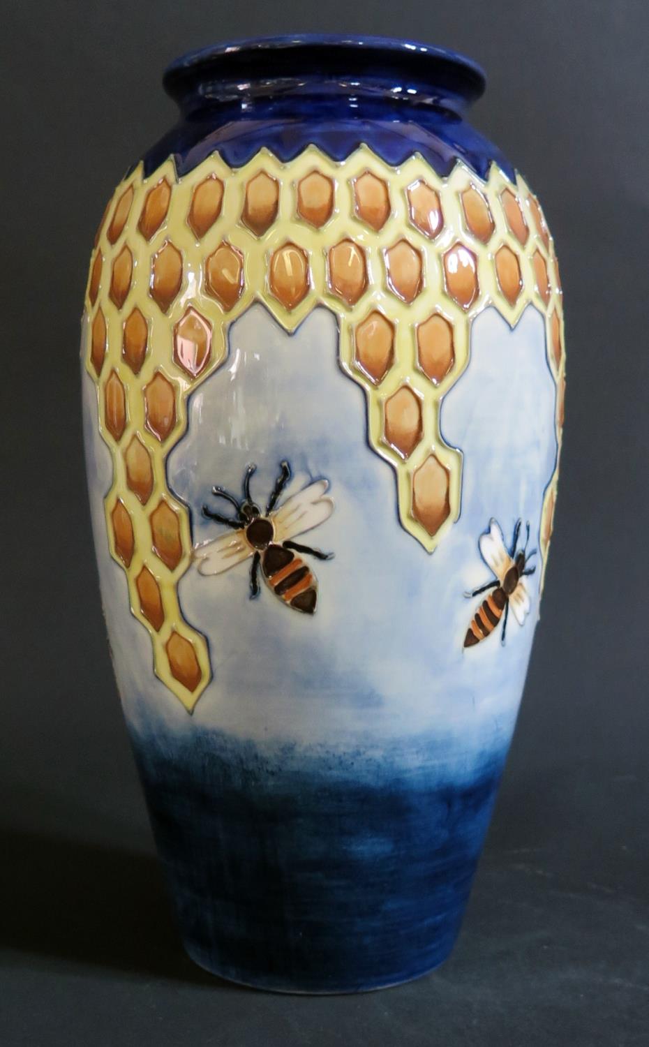 A Modern Moorcroft Bee and Honeycomb Vase, 25cm, boxed - Image 2 of 3