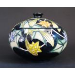 A Modern Moorcroft Trial Floral Decorated Jar with Cover 17.10.02, 11cm high