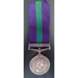 A General Service Medal with Malaya bar awarded to 22666195 PTE. R. BLEWITT. A.C.C.
