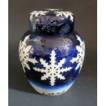 A Modern Moorcroft Opalescent Snow Flake Decorated Ginger Jar by Anji Davenport 2002, no.60, 15.5cm