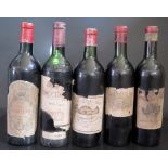 Five Bottles of Wine Including Chateau Kirwan 1959, Chateau Batailley 1959, Chateau Lafite